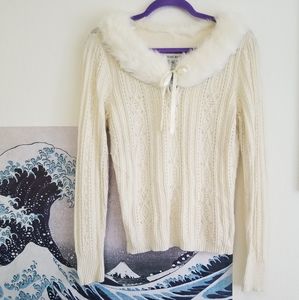 Nine West Faux Fur Collar Sweater